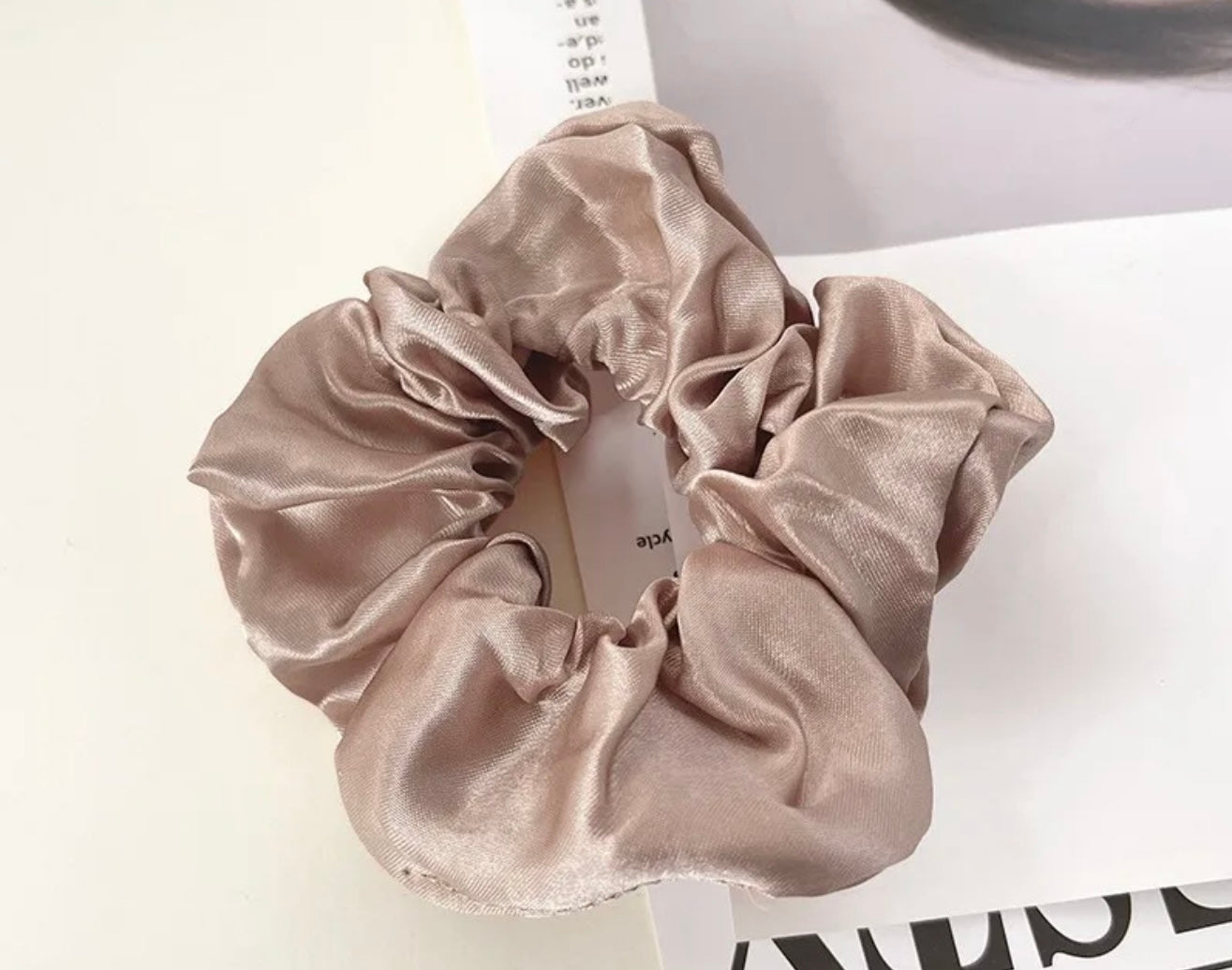 Blush Pearl Satin Scrunchie